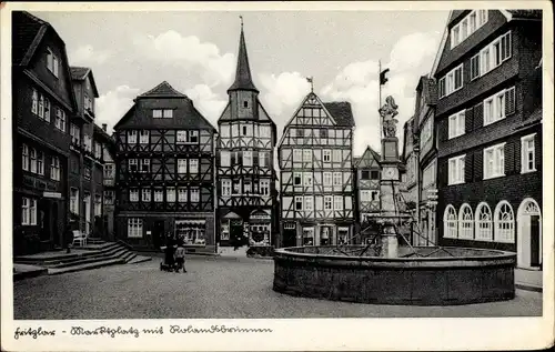 Ak Fritzlar in Hessen, Marktplatz mit Rolandbrunnen