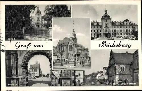 Ak Bückeburg in Schaumburg, Lange Straße, Schloss, Rathaus