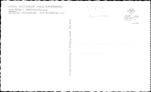 Ak Delecke Möhnesee in Westfalen, Haus Summermann
