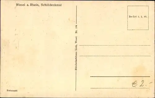 Ak Wesel am Niederrhein, Schilldenkmal