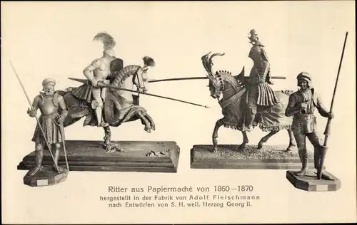 Ak Sonneberg in Thüringen, Städt. Museum, Ritter aus Papiermaché von 1860-1870