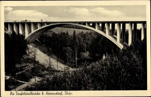 Ak Hermsdorf in Thüringen, Die Teufelstalbrücke
