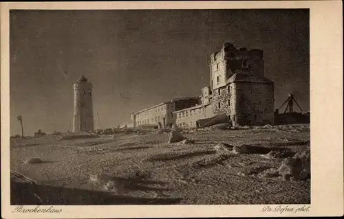 Ak Brocken Nationalpark Harz, Brockenhaus, Brockenhotel, Winter