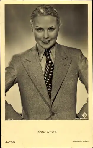 Ak Schauspielerin Anny Ondra, Portrait, Sakko