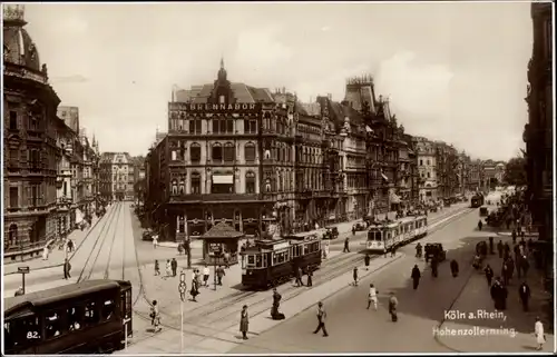 Ak Köln am Rhein, Hohenzollernring, Straßenbahnen