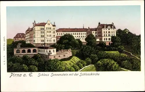 Golden Windows Leuchtfenster Ak Pirna in Sachsen, Schloss Sonnenstein, Schlosskirche