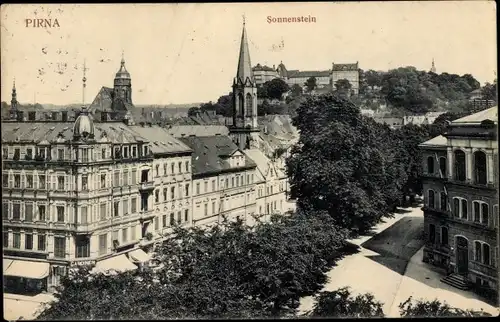 Ak Pirna an der Elbe, Teilansicht, Sonnenstein