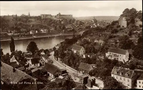 Ak Pirna an der Elbe, Panorama von Posta aus