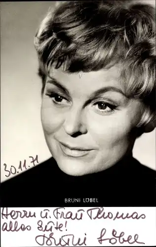 Ak Schauspielerin Bruni Löbel, Portrait, Autogramm, 1971