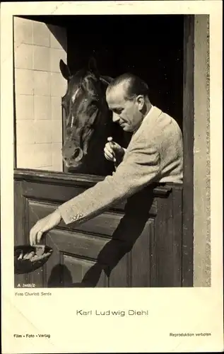 Ak Schauspieler Karl Ludwig Diehl, Portrait mit Pferd