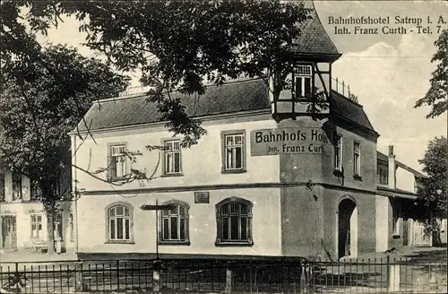 Ak Satrup in Angeln, Bahnhofshotel