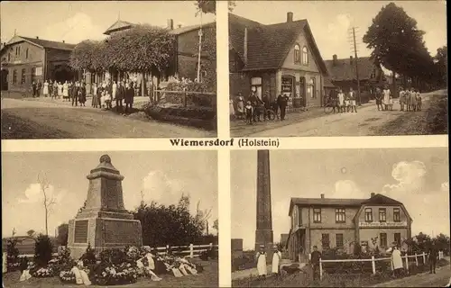 Ak Wiemersdorf in Holstein, Kriegerdenkmal, Geschäftshaus, Fabrik, Anwohner