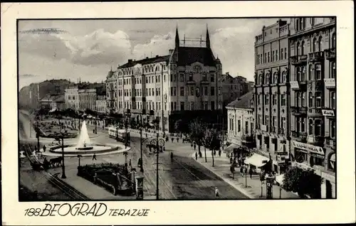 Ak Belgrad Beograd Serbien, La place Terazia