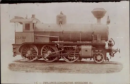 Foto Ak Deutsche Eisenbahn, Zwillings Lokomotive Kategorie II C, Dampflok Nr. 182