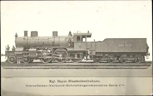 Foto Ak Deutsche Eisenbahn, KB Staatseisenbahn, Schnellzugslokomotive Serie Cv, Dampflok