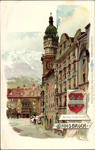 Wappen Litho Innsbruck Tirol Österreich, Herzog Friedrichstraße