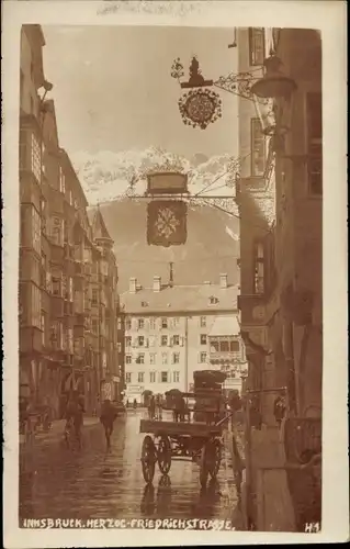 Ak Innsbruck in Tirol, Herzog Friedrich Straße, Gasthaus, Schild, Fuhrwerk