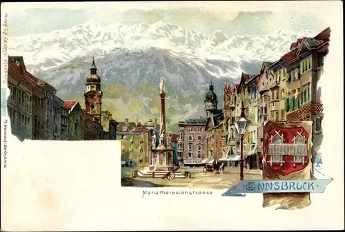 Litho Innsbruck in Tirol, Maria Theresienstraße, Wappen