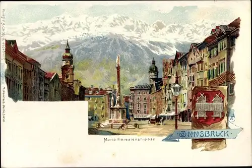 Litho Innsbruck in Tirol, Maria Theresienstraße, Wappen