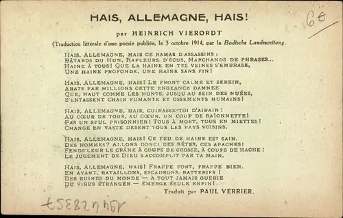 Künstler Gedicht Ak Hais, Allemagne, Heinrich Vierordt, Badische Landeszeitung, Zeitschrift Jugend