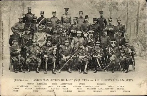 Ak Grandes Manoeuvres de l'Est 1904, Officiers Etrangers