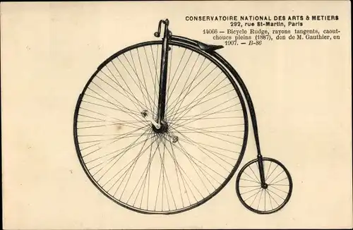 Ak Conservatoire National des Arts et Metiers, Paris, Bicycle Rudge, Fahrrad, M. Gauthier