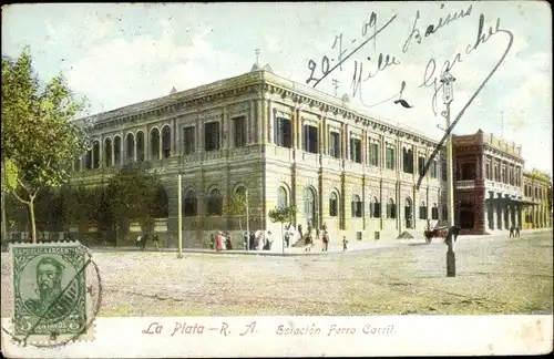 Ak La Plata Argentinien, Estacion Ferro Carril, Partie am Bahnhof