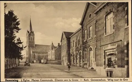 Ak Beauraing Wallonien Namur, L'Eglise, Maison Communale, Chermin vers la Grotte, Librairie