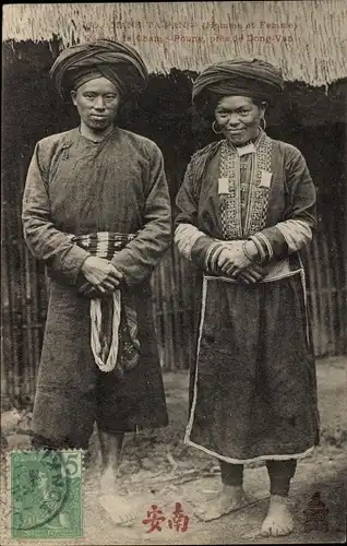 Ak Vietnam, Homme et Femme, Vietnamesen in Tracht