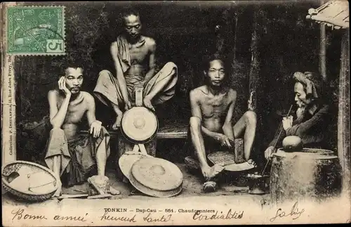 Ak Dap Cau Tonkin Vietnam, Chaudronniers, Topfherstellung, Pfannenherstellung