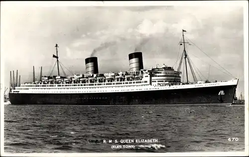 Ak Dampfer RMS Queen Elizabeth, Cunard Line