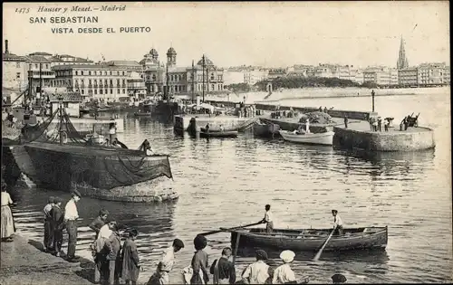 Ak San Sebastian Baskenland, Vista desde el Puerto
