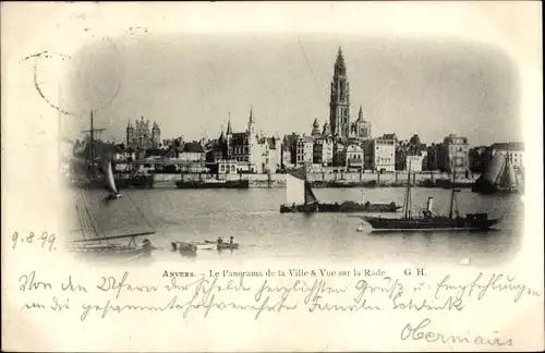 Ak Anvers Antwerpen Flandern, Le Panorama de la Ville and Vue sur la Rade