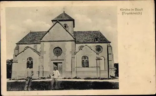 Ak Boult Haute Saône, Soldaten vor der Kirche
