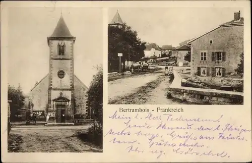 Ak Bertrambois Meurthe et Moselle, Straßenpartie, Kirche