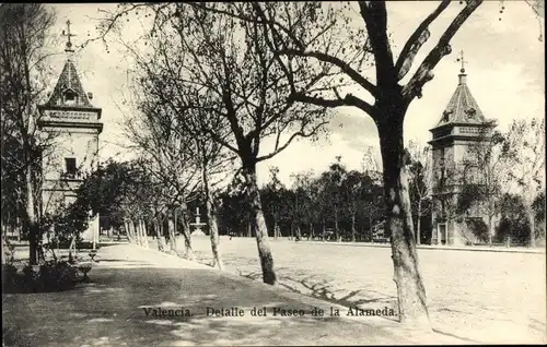 Ak Valencia, Detalle del Paseo de la Alameda