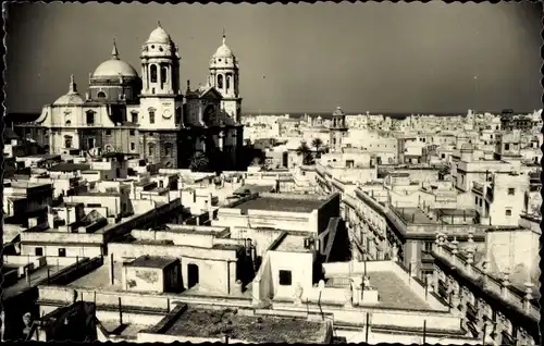 Ak Cádiz Andalusien, Vista parcial y Catedral