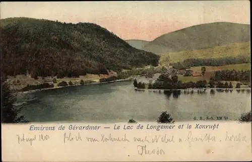 Ak Gérardmer Lothringen Vosges, Le Lac de Longemer et le Xonrupt