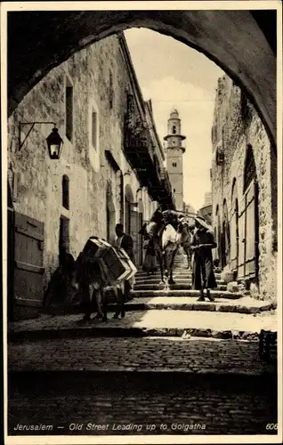 Ak Jerusalem Israel, Old Street leading up to Golgatha