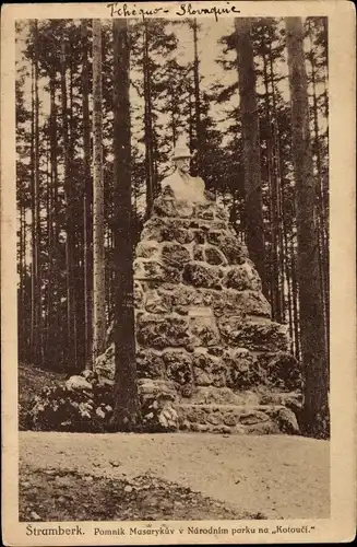Ak Štramberk Stramberg Region Mährisch Schlesien, Pomnik Masarykov v Narodnim parku na Kotouci