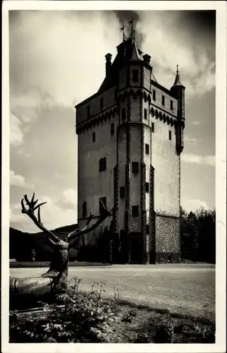 Ak Hradec nad Moravicí Grätz Mährisch Schlesien, Schlossturm, Hirsch-Denkmal