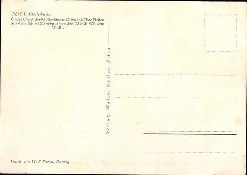 Ak Oliva Gdańsk Danzig, Klosterkirche, Große Orgel