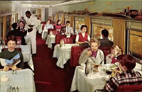 Ak US Amerikanische Eisenbahn, The City of Denver Dining Car, Union Pacific Railroad