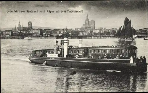 Ak Stralsund in Vorpommern, Trajektschiff Überfahrt nach Rügen