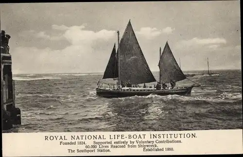 Ak Southport North West England,Royal National Lifeboat Institution, Southport Station, Rettungsboot