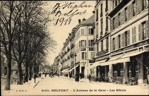 Ak Belfort Beffert Beffort Territoire de Belfort, L' Avenue de la Gare, les Hôtels