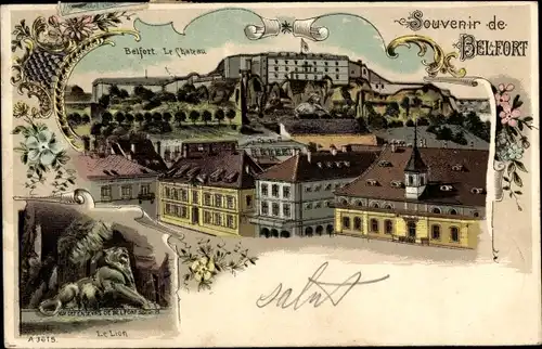 Litho Belfort Beffert Beffort Territoire de Belfort, Le Château, le Lion