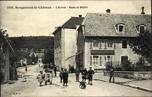 Ak Rougemont le Château Territoire de Belfort, L'Arrivée, Hotel Villemain