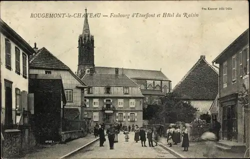 Ak Rougemont le Château Territoire de Belfort, Faubourg d'Etueffont et Hôtel du Raisin