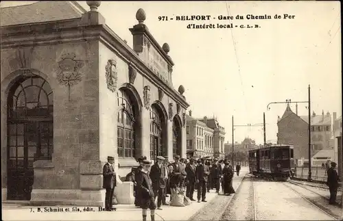 Ak Belfort Beffert Beffort Territoire de Belfort, Gare du Chemin de Fer, Straßenbahn